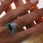 Princess Cut Lab Created Black Sapphire Set Ring and Band Size 7 NWT Photo 1