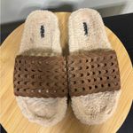 Rag and Bone  Bailey Size 9/39 Suede Faux Shearling Lined Slippers Slides‎ Woven Photo 0