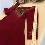 Gorgeous Woman Sweater Dress Embroidered Red Tunic Top Size Medium Long Sleeve Photo 9