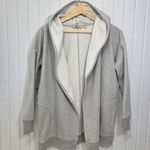 Athleta heathered gray fleece lined open front hooded heavy cotton cardigan coat Photo 0
