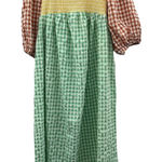 ASOS Design Shirred Mixed Multicolor Gingham Print Long Sleeve Midi Dress Sz 6 Photo 0