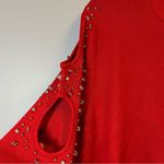 The Limited  Knit Top Red Mock Neck Bejeweled Short Sleeve Cut Out Top Sz 3X NWT Photo 4