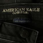 American Eagle SZ 10 Hi-Rise Shortie Jean Shorts Floral Crochet Frayed Hem Black Photo 7