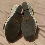 JustFab Kingston Black and White Chevron Raffia Ankle Strap Wedges Photo 4