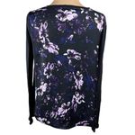 Simply Vera Multi Media Top Black Purple Floral Size L Large Ribbed Sleeve Photo 2