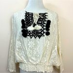 Anthropologie  Vineet Bahl Iona Peasant Top Cream Lace Crochet M Photo 1