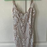 Windsor Nude and White V-Neck Mini Dress Photo 1