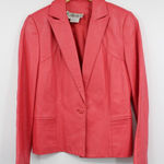 Carlisle Vintage Leather Coat Womens 4 Single Button 80's Pink Collar Jacket Photo 0