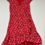J. Crew Mercantile Red Floral V Neck Faux Wrap Dress Photo 1