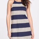Lilly Pulitzer Annabelle True Navy Gold Lace Stripe Shift Dress Size 2 Photo 0
