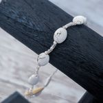 Vintage Stretch Bracelet Dainty Mother of Pearl & White Beads Photo 4