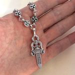 Dagger Pendant Necklace for Men Women,Streetwear Hip Hop Punk Unisex Necklace Silver Photo 4