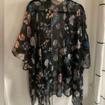 LC Lauren Conrad Lauren Conrad LC One Size Floral Black Sheer Women's Kimono Top Wrap Coverup Photo 4