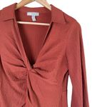 ASOS DESIGN V-Neck Twist Front Long Sleeve Midi Dress in Rust, Size 8 Photo 3