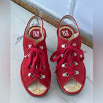 Fly London Ylfa Scarlet Red Leather Lace sandals size 8 Photo 1
