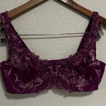 Soma  0115 Sensuous Lace Bra 36C Purple Floral Embroidered Sheer Underwire Photo 0