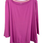 Talbots  Plus Size 2X Top Vibrant Purple Boat Neck Knit Cotton Solid Basic 695‎ Photo 0
