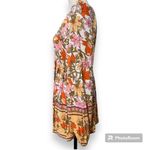 Mittoshop  medium women's white floral v neck top with zipper back elastic sleeve Photo 2