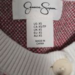 Jessica Simpson Ivory Cropped Heart Cardigan Romantic Feminine Valentine's Day Pink Size XS Photo 5