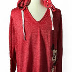 Disney  Mickey Mouse‎ Red Hoodie Long Sleeve V-Neck Graphic Top Photo 0