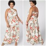 Lane Bryant  Dress Halter Cross Neck Tiered Maxi Tropical Palm NWT Plus Sze 18/20 Photo 1