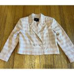 7 For All Mankind  Mauve Double Breasted Blazer Cropped Plaid Wide Notch Large Photo 2