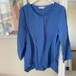 Habitat Clothes To Live In Oversized Button Tunic Blouse Top in Blue Large Photo 1