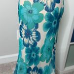 EXPRESS Vintage Y2K Blue 100% Silk Floral Phoebe Buffay Long Maxi Skirts S NWT Photo 1