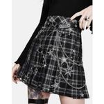 DARK IN LOVE Dolls Kill Mini Plaid Skirt KILT GOTH WHIMSY STARS Small S Black Photo 5