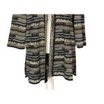 Misook Cardigan Duster Size Large Black Stripes Open Front Shimmer Work Dressy Photo 4