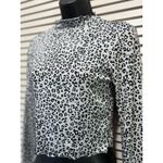 Antistar  Gray/Black Cheetah Crop High Neck Sweater Long Sleeve Size M Soft‎ Photo 1