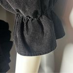 Ann Taylor Black Velvet Corduroy Ruched Bodice Coquette 3/4 Sleeve Top XL Photo 3