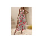 SheIn Tropical Print Backless Slit Thigh Dress Maxi Vacation Beach Women Medium Photo 1