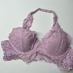 PINK - Victoria's Secret  pink floral Lace Halter strap Bra small Photo 8