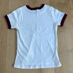 Brandy Melville Tee Crew Neck Short Sleeve USA Hailie One Size White Red Photo 2