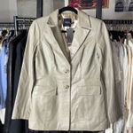 Nasty Gal  6 Genuine Leather Blazer Beige Taupe Fitted Jacket Photo 0