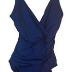 Tropical Escape Women's  Cobalt Blue Ruched V-Neck Swimsuit Size 8 EUC #7800 Photo 0