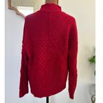 American Eagle Red Knit Patchwork Sweater Mock Neck M Medium Pullover Photo 1