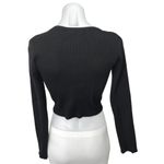 Mod Ref Black Ribbed Knit Button Down Cropped Cardigan Sweater Top Size S Photo 1