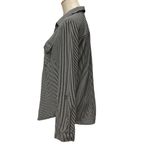 Adrienne Vittadini Button Up Shirt Black White Striped Long Tab Sleeve Size S Photo 2