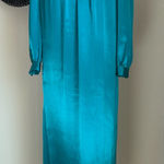 Handmade Teal Silk High Neck Maxi Shift Dress Blue Size M Photo 0