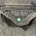 Blue J. Southwestern Medium Wash Denim Jean Turquoise Snap Button Up Dress Photo 4