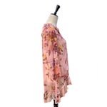 Buckle BKE Boutique Boho Floral Sheer Tunic Top Size S | Pink Lace Tassels Ruffle Hem Photo 4