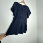 J.Crew Navy Pom Pom Tunic Swim Suit Cover Up Dress XS 100% Cotton Boho Peasant Photo 2