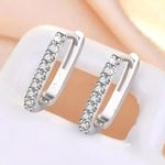 Zales 925 Sterling Silver Crystal Zirconia Edged Hoop Earrings for Daily Wear Photo 0