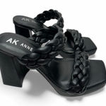Anne Klein Sandals Womens Size 5.5 Black Braided Double Strap Slip On Heels Photo 0