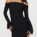 Princess Polly  Taylon Long Sleeve Off Shoulder Mini Dress - Size 0 Photo 0