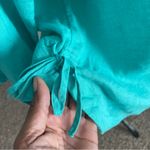Isaac Mizrahi  | Aqua 100% Linen Button Down Blouse Sz M Photo 3