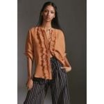 Pilcro  Size Medium  Top Blouse Button Down Boho Fringe Anthropologie Photo 2