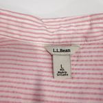 LL Bean Vacationland Seersucker Pink White Striped Popover Shirt Size LARGE Photo 9